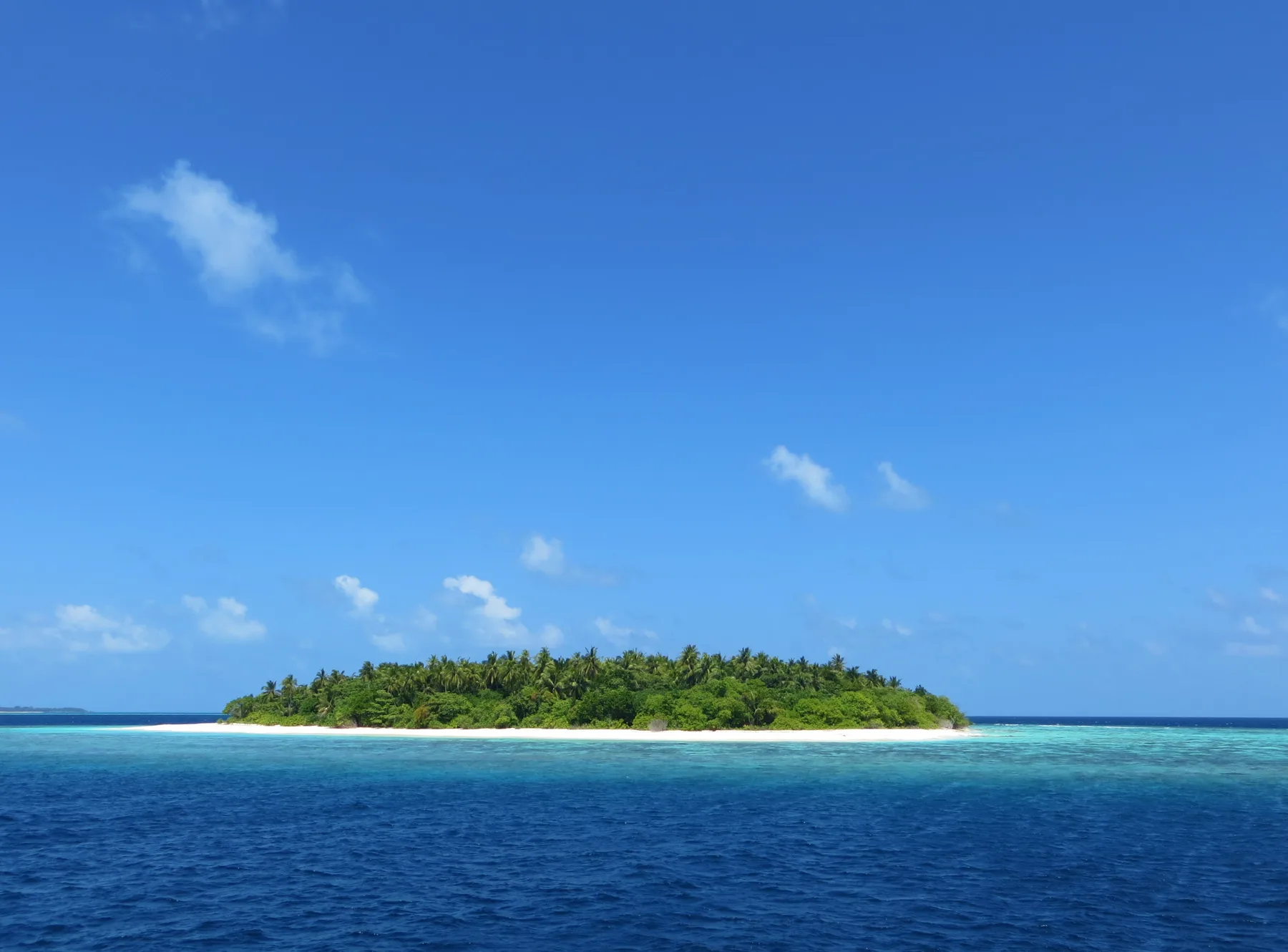 Una pequeña isla de Baa Atoll aparece rodeada por el agua turquesa de Maldivas.